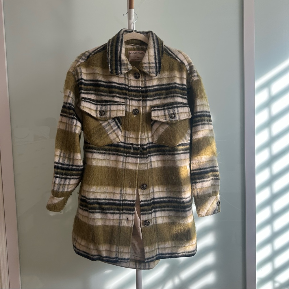 Free People Green Plaid Shirt Jacket